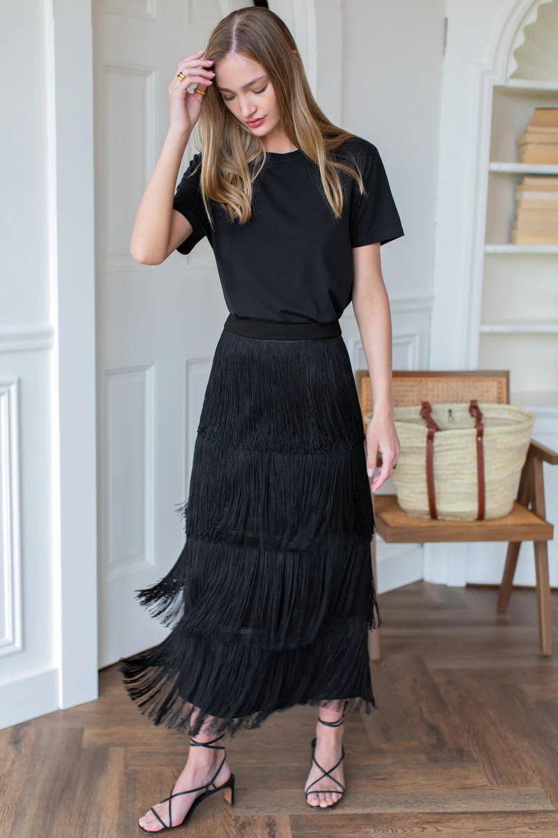 Fringe Midi Skirt