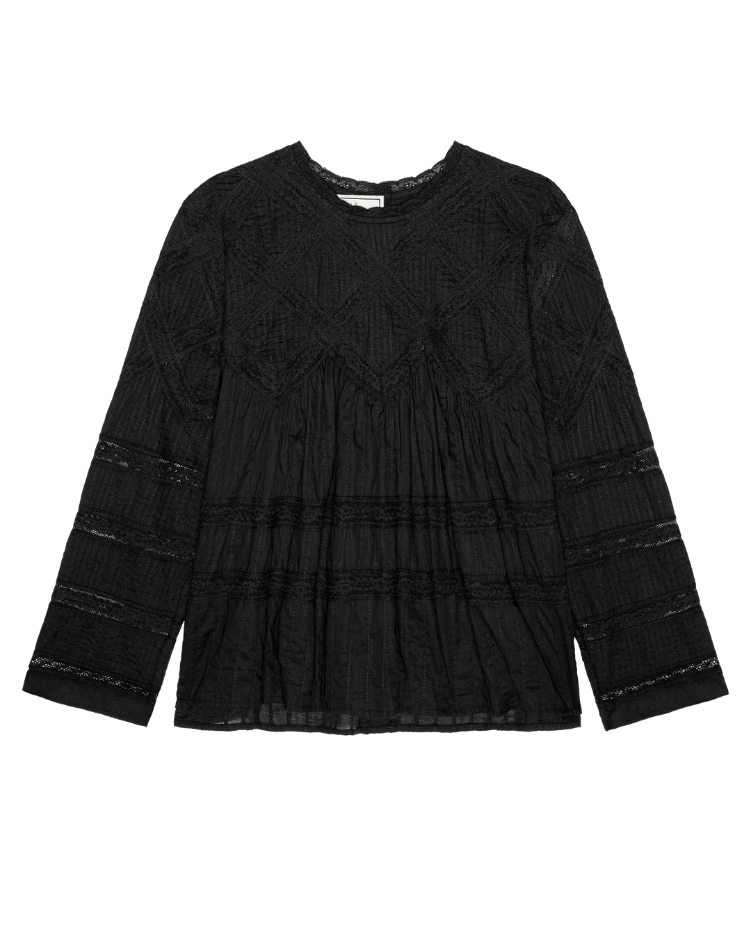 The Latice Lace Victorian Top - Black