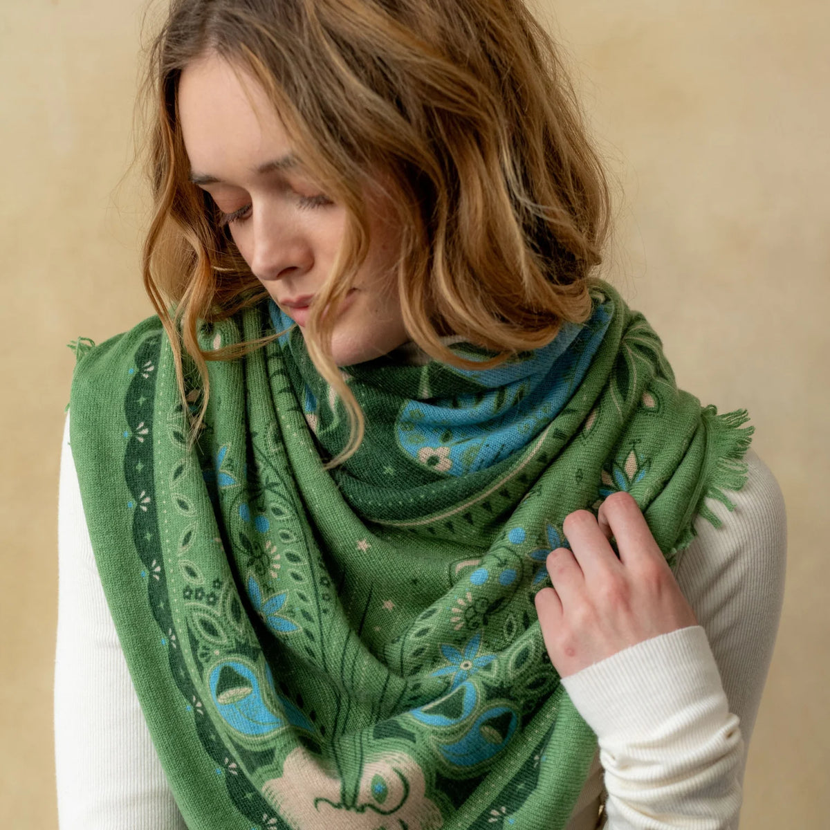 Lovebird Bandana Sweater Wrap - Sage