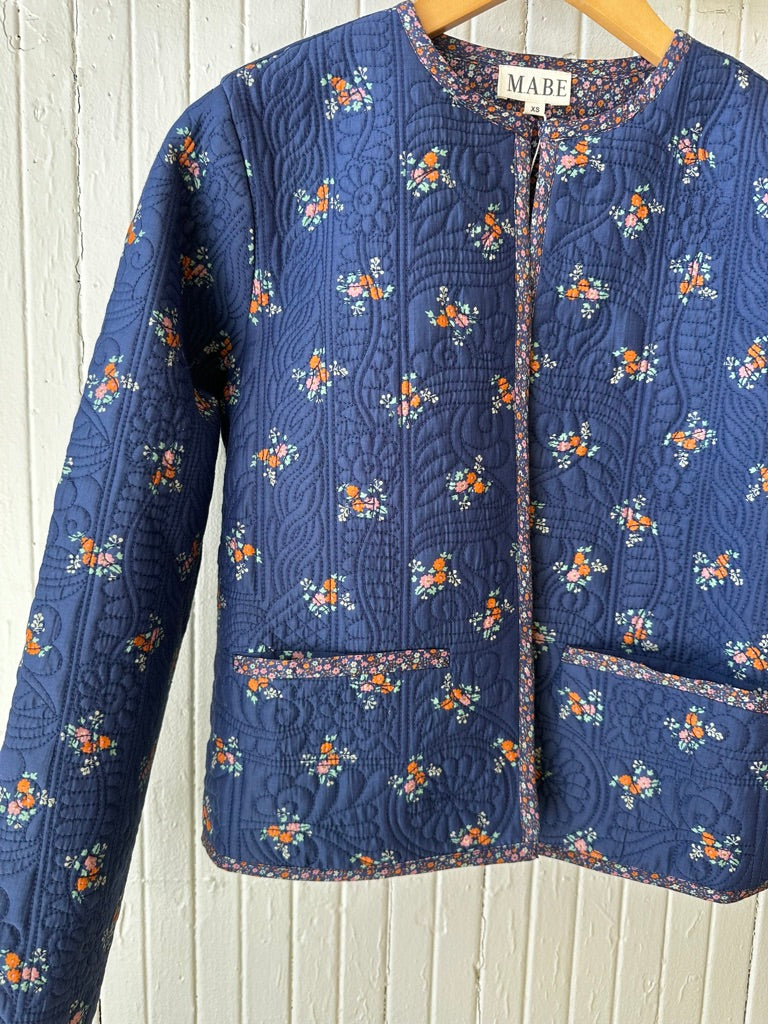 Vivi Quilted Navy Jacket - SALE ( 40%Off at Checkout )