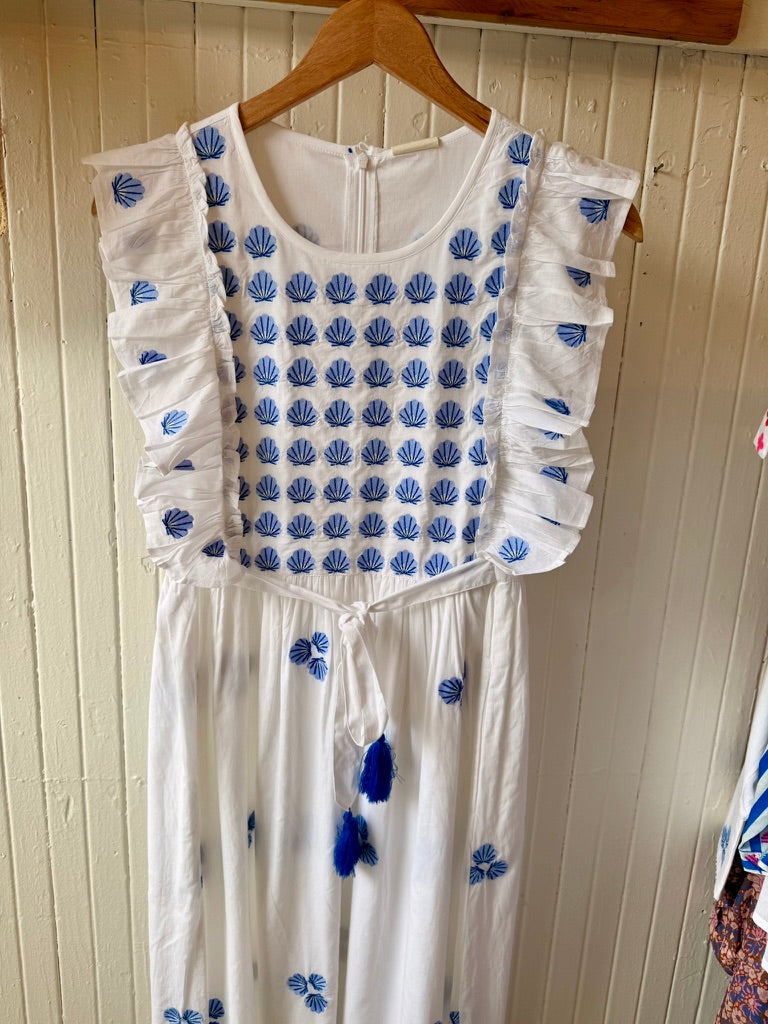 Nimo Perilla Dress - White/ Shells embroidery