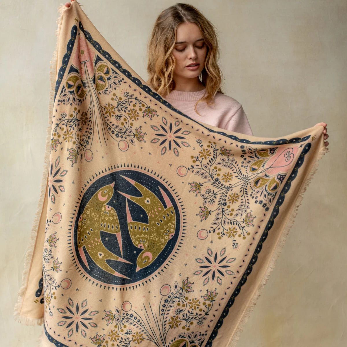 Lovebird Bandana Sweater Wrap - Sandstone