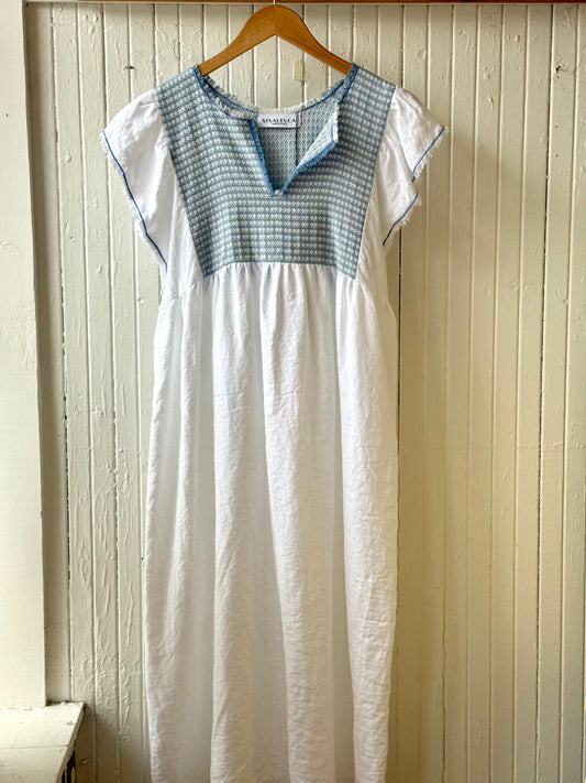 Jilly Dress - White/ blue