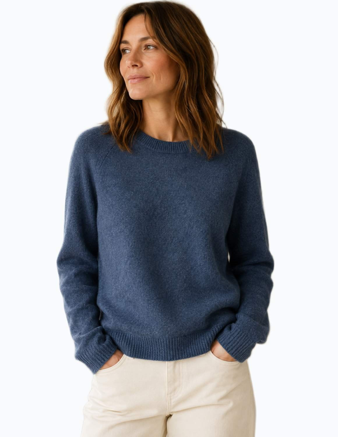 Crop Crew Sweater - Blue