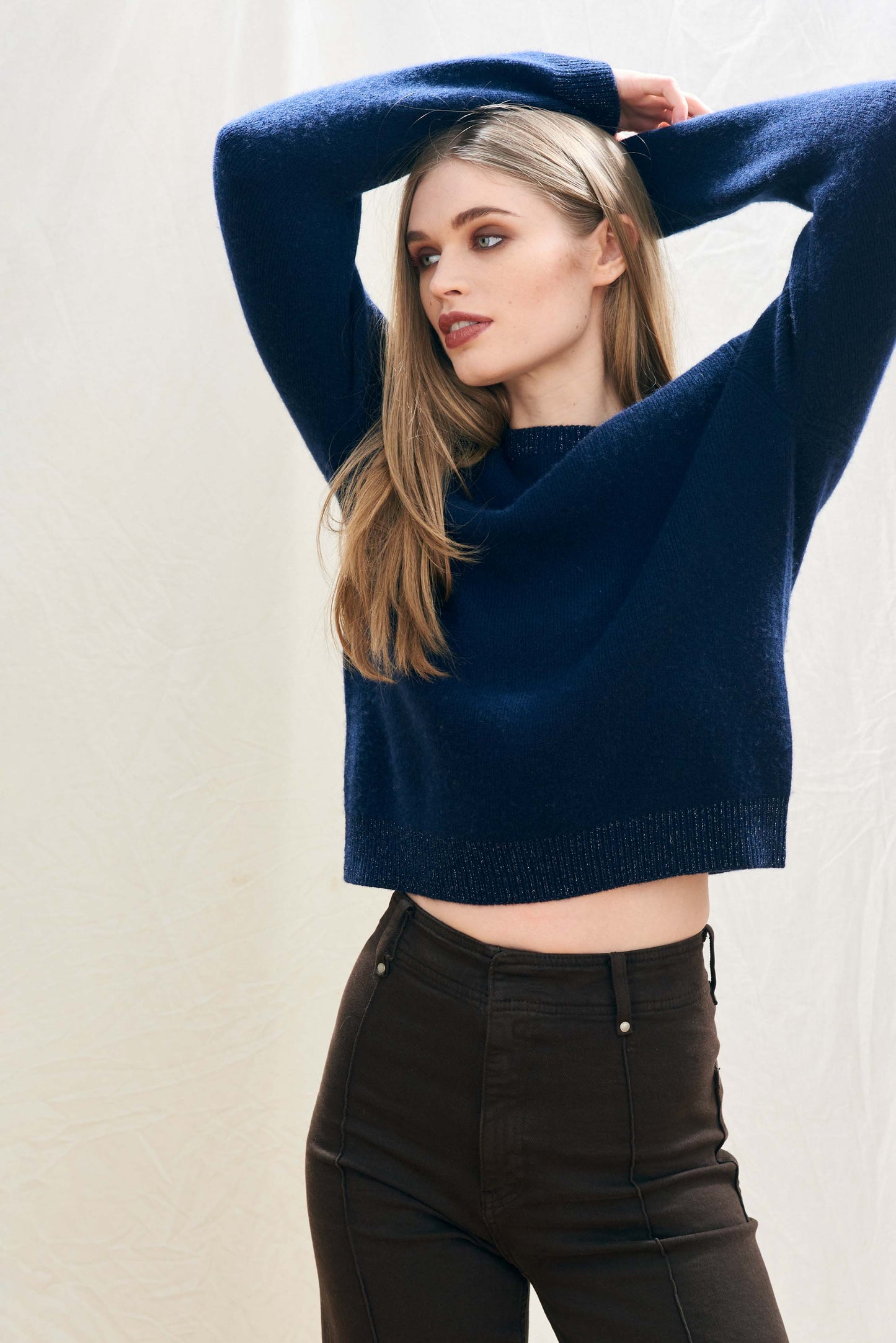 Contrast Lurex Rib Crew