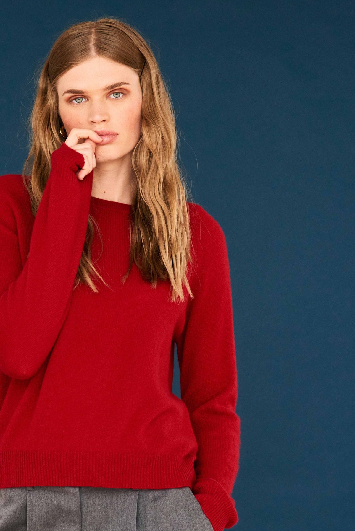 Crop Crew Sweater - Dull Red