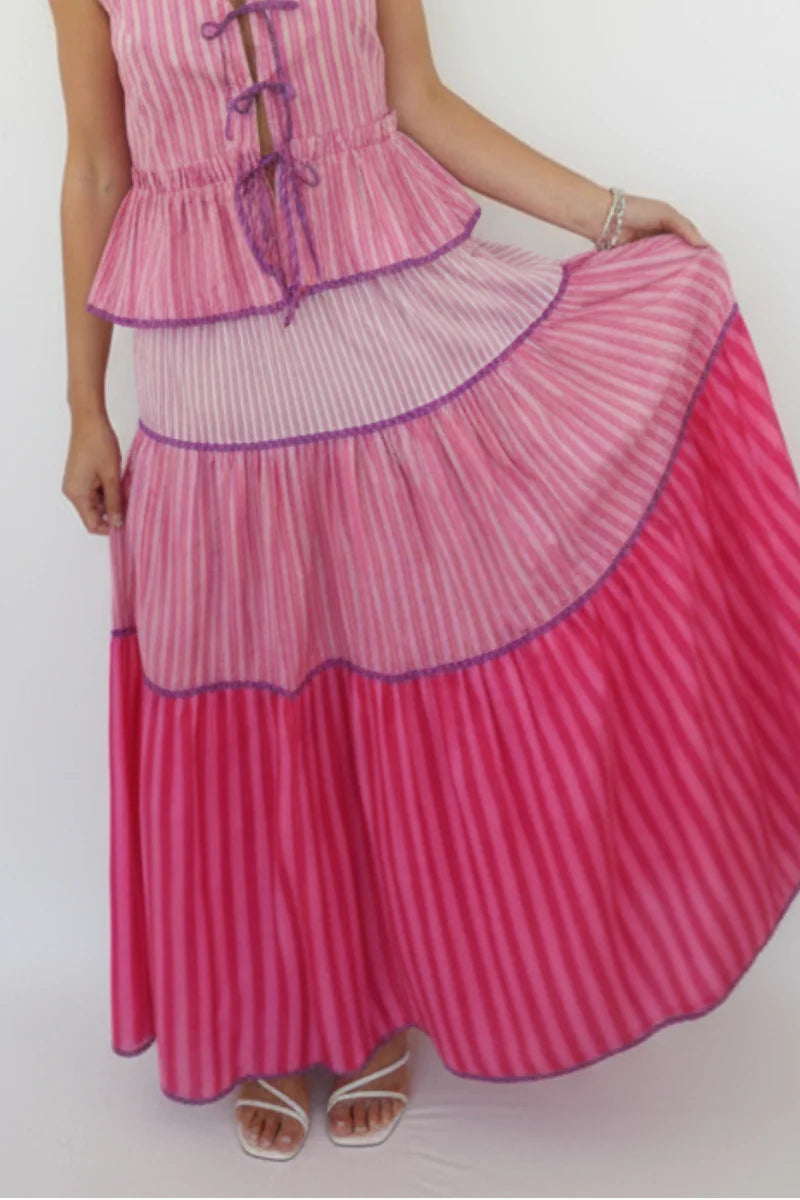 Drue Skirt - Stripped Pink