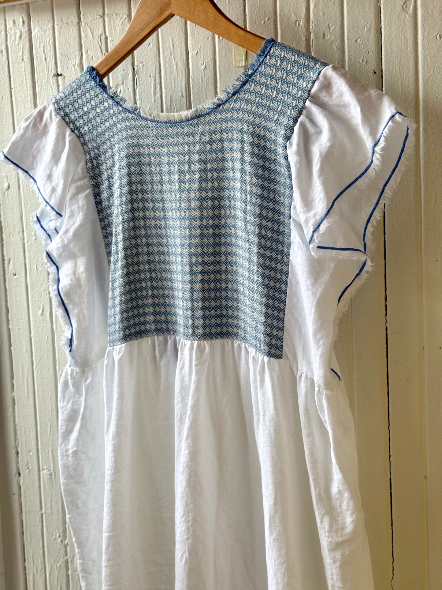 Jilly Dress - White/ blue