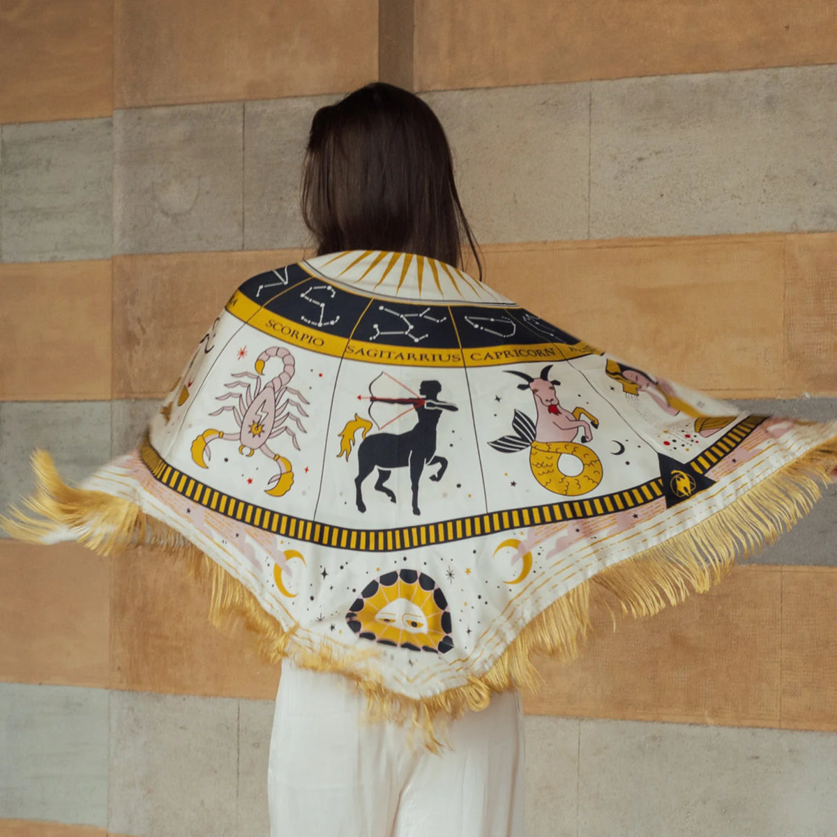 Ivory Freya Zodiac Silk Scarf