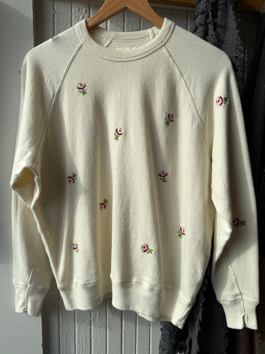 College Sweatshirt - White Roses