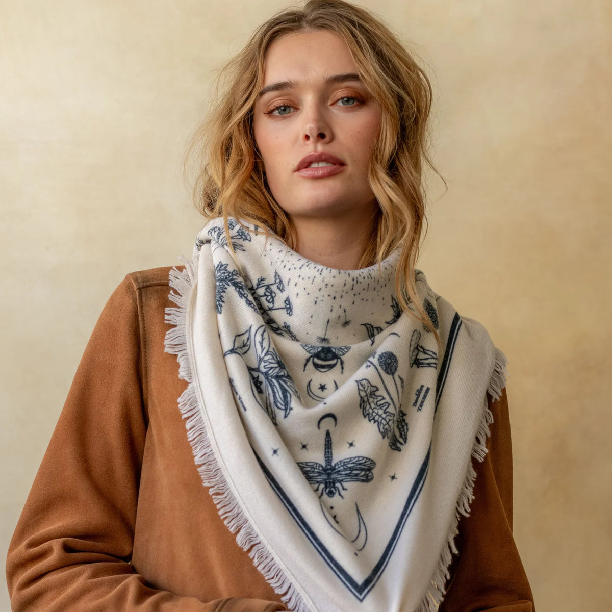 Gaia Bandana Sweater Wrap - Ivory