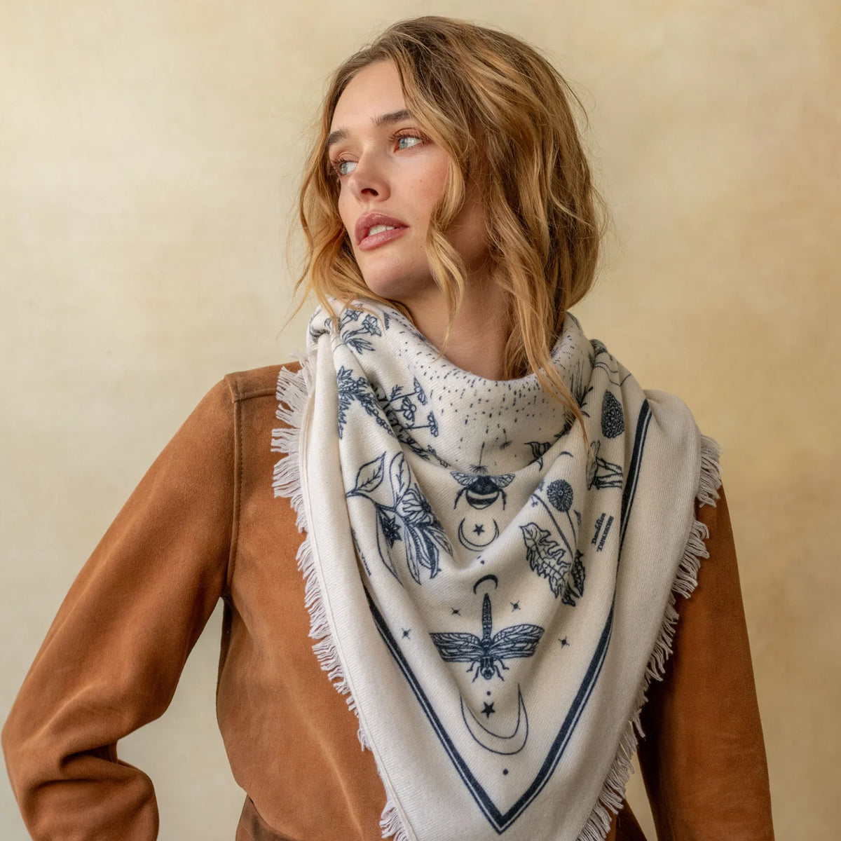 Gaia Bandana Sweater Wrap - Ivory