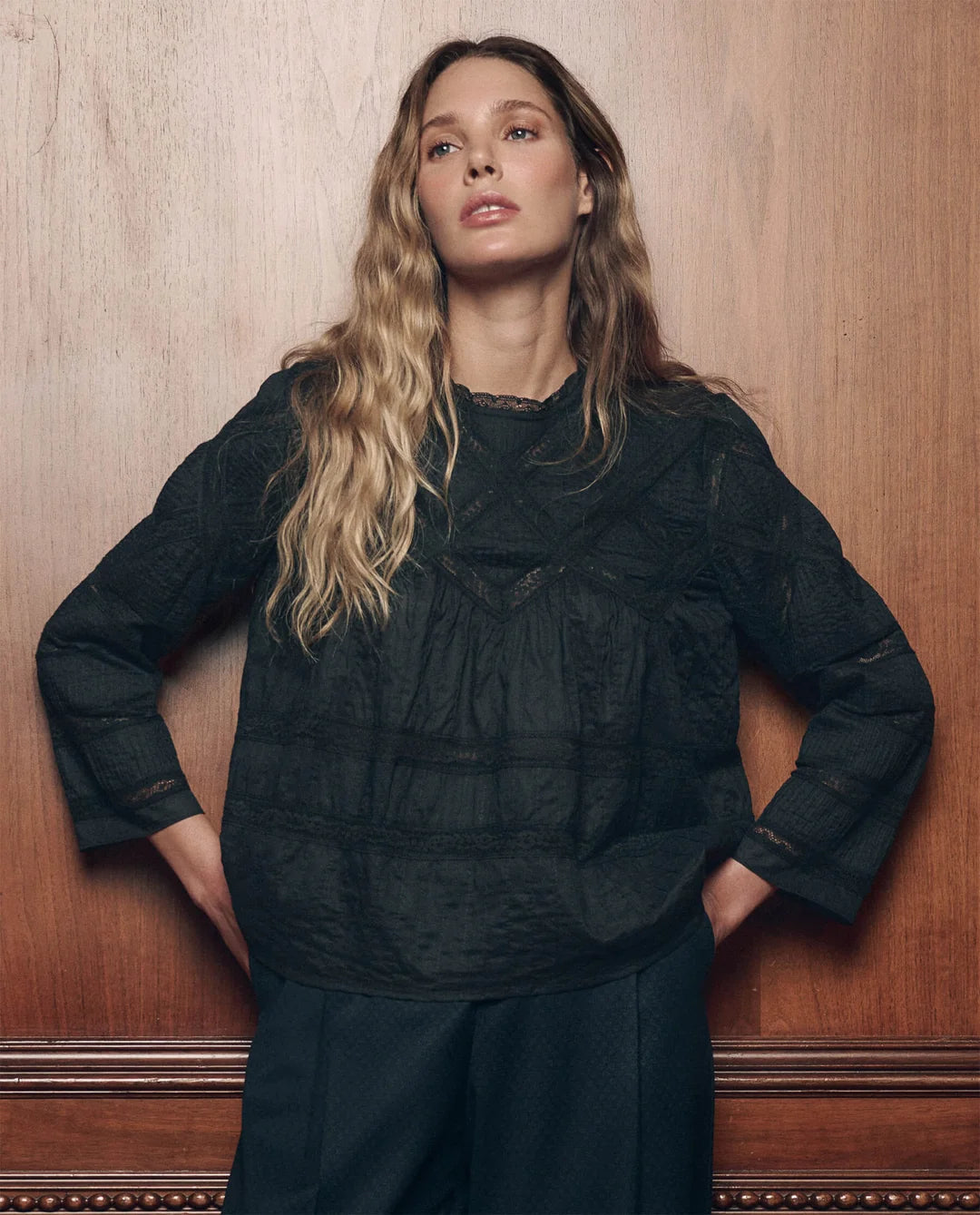 The Latice Lace Victorian Top - Black