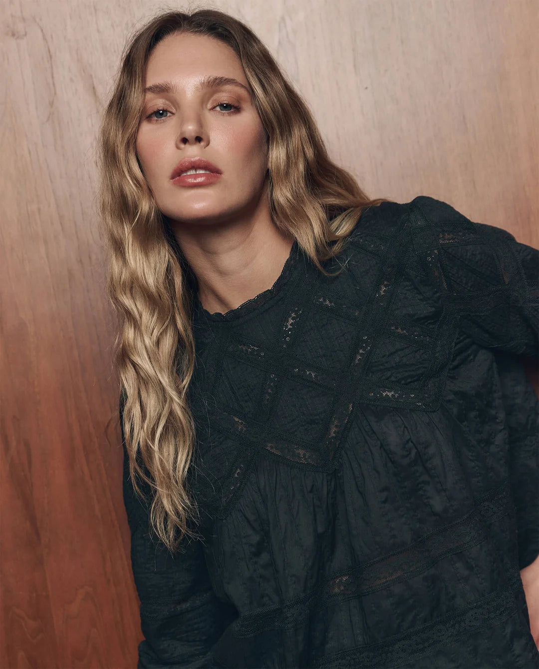 The Latice Lace Victorian Top - Black