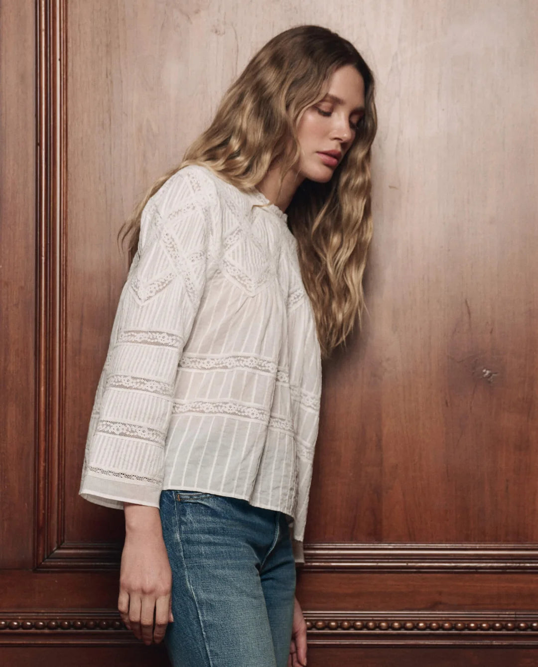 The Latice Lace Victorian Top - White