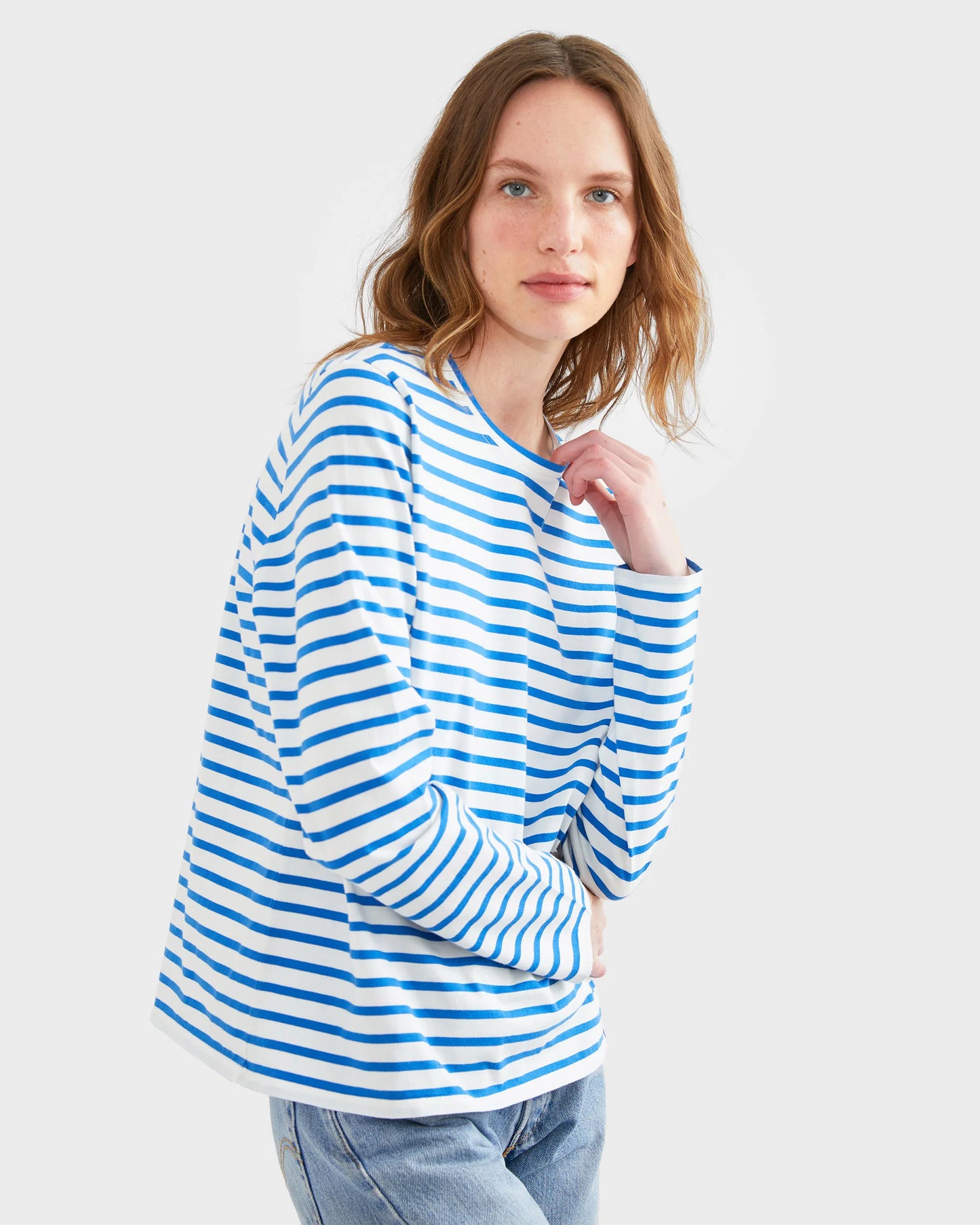 The Modern Long Sleeve - Royal/White