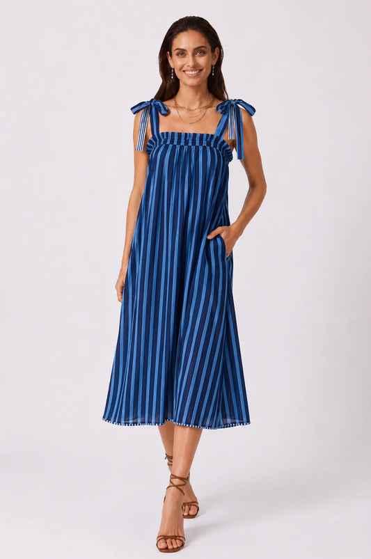 Parisa Dress - Stripped Blue