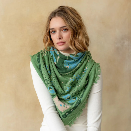 Lovebird Bandana Sweater Wrap - Sage