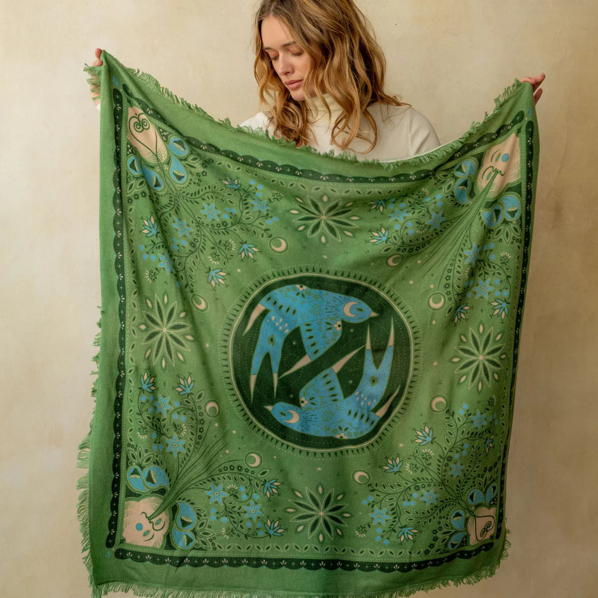 Lovebird Bandana Sweater Wrap - Sage