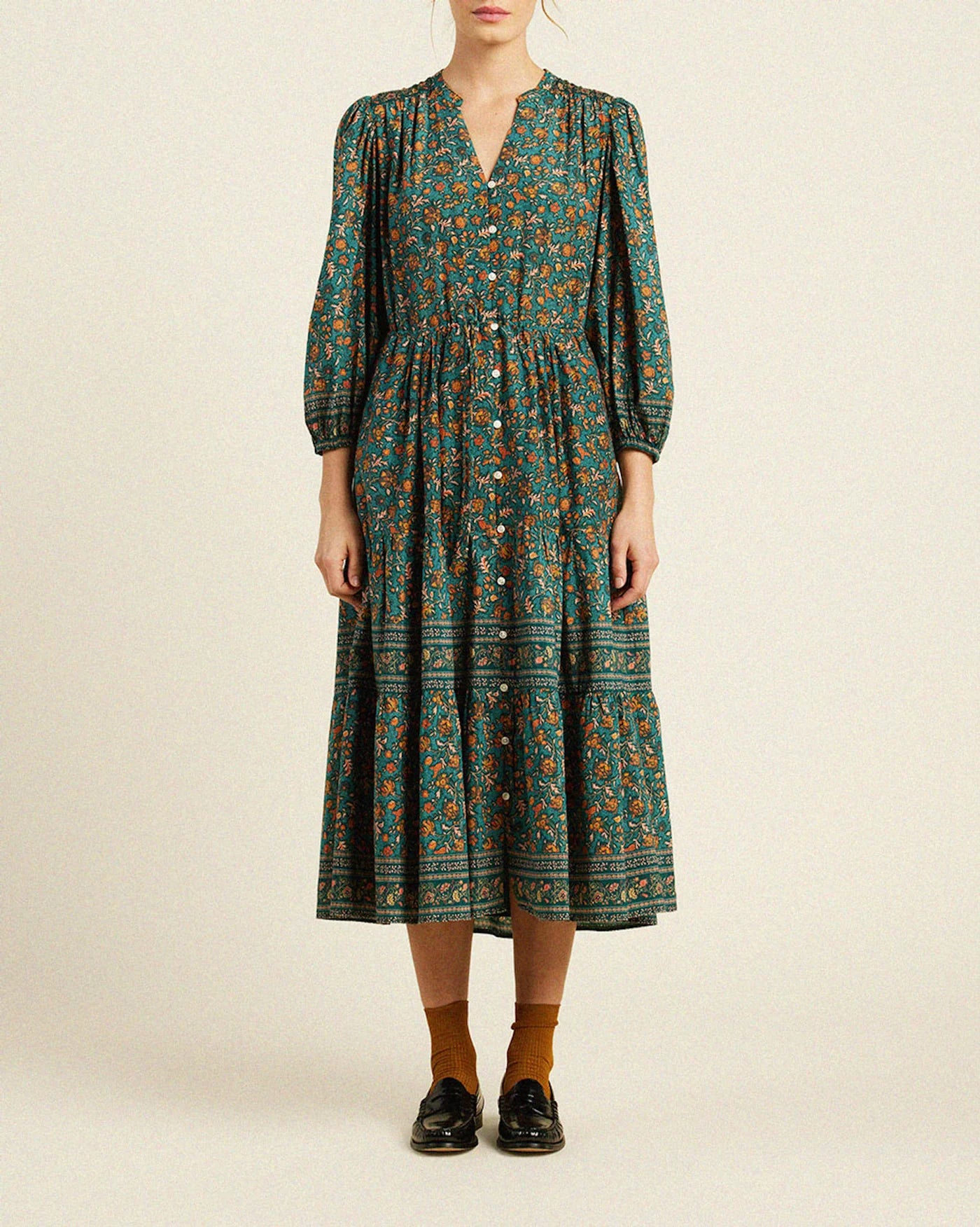 Sylvie Dress Botanical Border