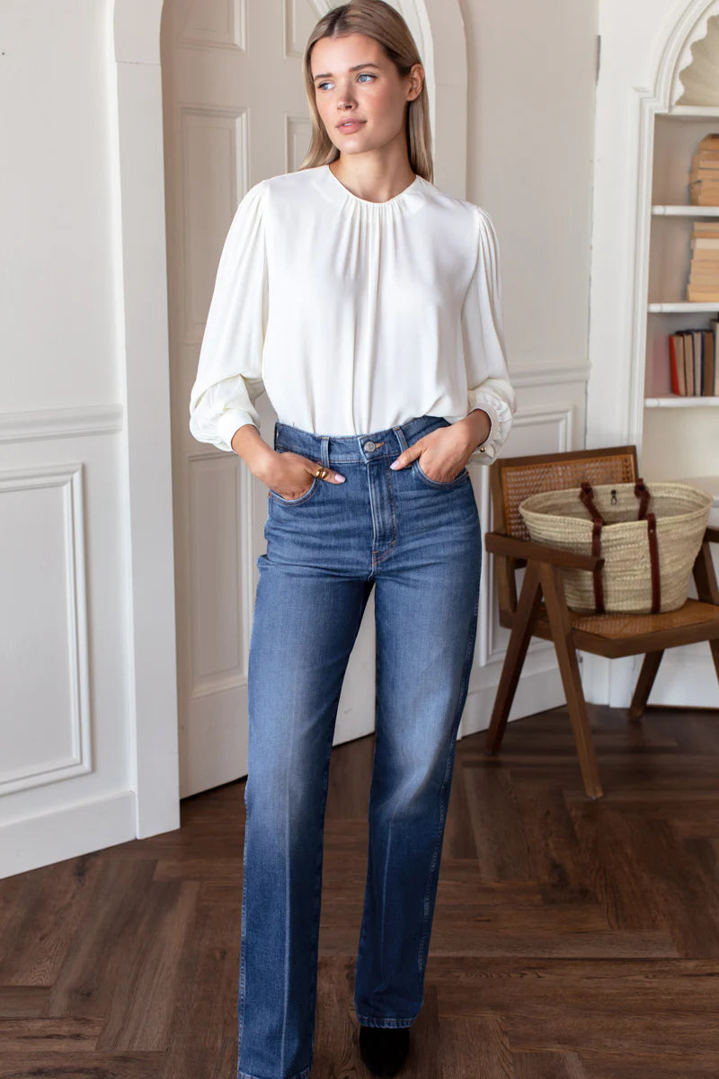 Gathered Neckline top - Star White