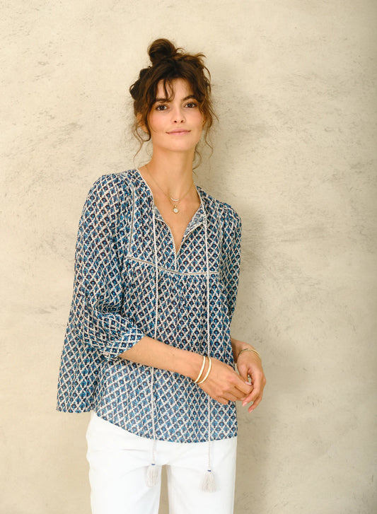 Viti Print Gathered Top